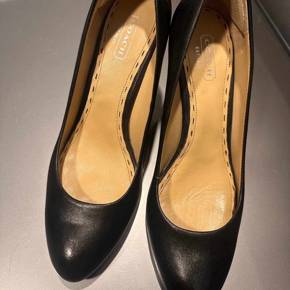 Coach Women's Black Leather Wedges